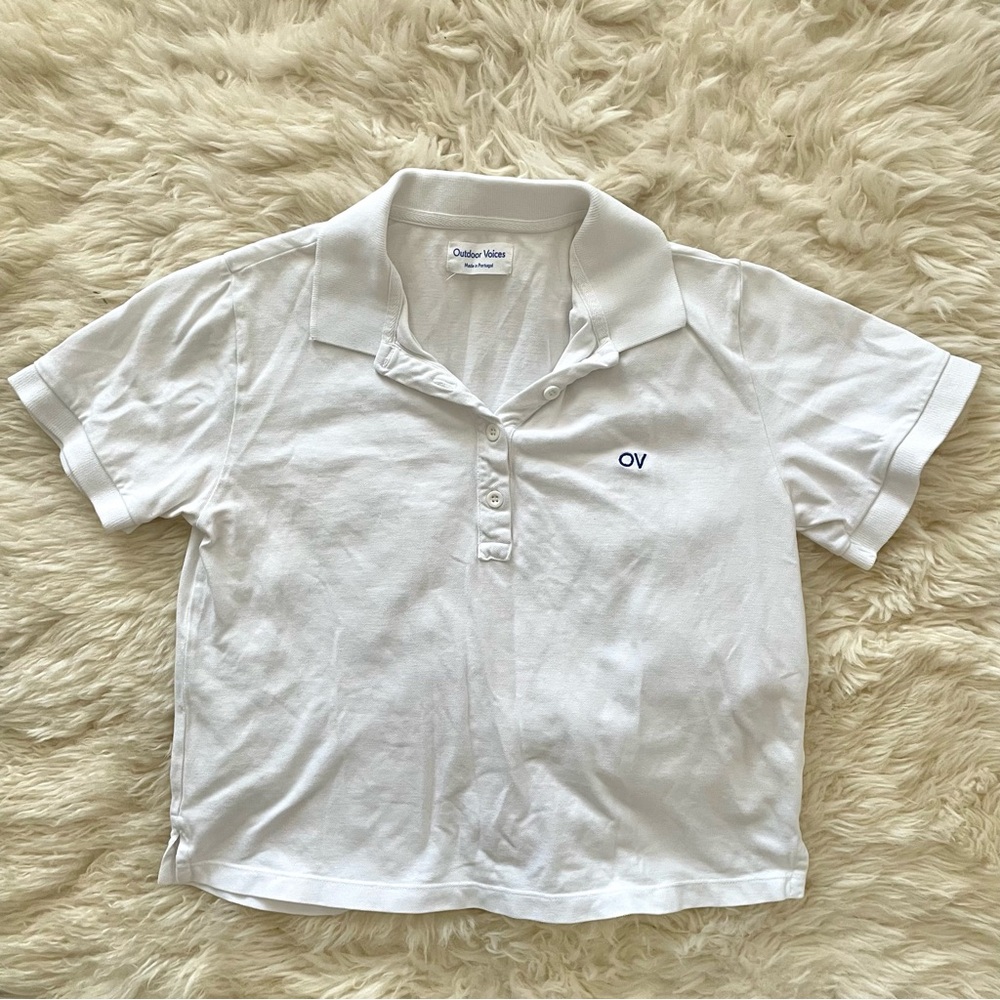 Outdoor Voices White Cropped Polo Shirt